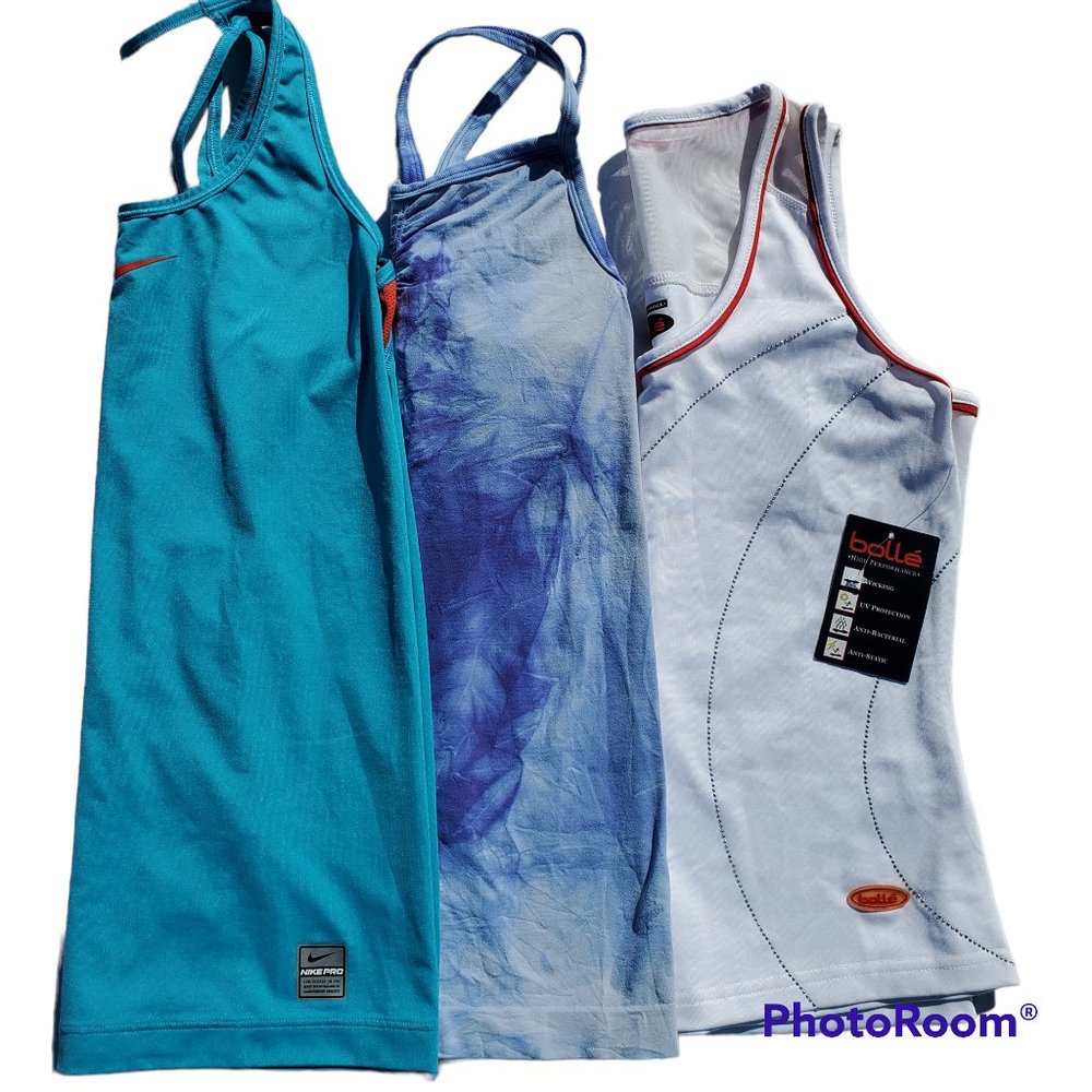 Nike (used), Bolle (NWT), Athleta (used) athletic tanks bundle size xsmall